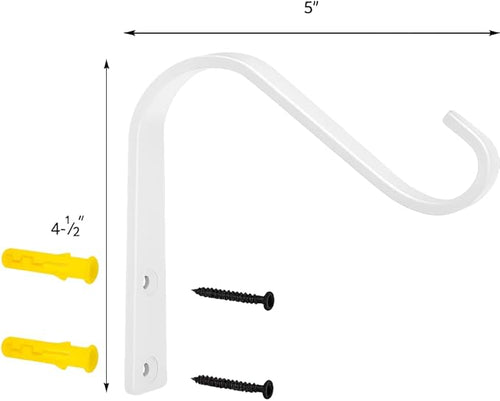 5 Inch Cast Iron Plant Hook – White Wall Mounted Hanging Bracket - Image 2