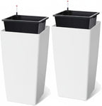 30 Inch Tall Self Watering Planters Set of 2, Outdoor Plant Pots by Unknown