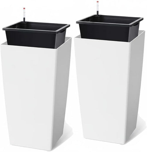 30 Inch Tall Self Watering Planters Set of 2, Outdoor Plant Pots by Unknown