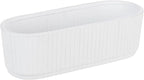 MyGift 12 Inch Ceramic Succulent Planter, Oval Matte White Planter Pot - Image 2