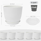 Plant Pots 8 Inch Set of 6, Flower Pots - Image 2