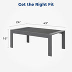 Modern Aluminum Outdoor Coffee Table, All-Weather Metal Rectangle Table - Image 2