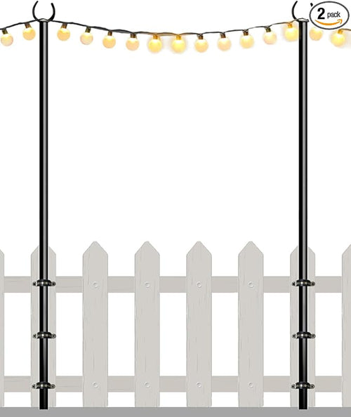 10FT String Light Poles for Outdoor, Heavy Duty Metal Lighting Stand Pole for by Eazielife