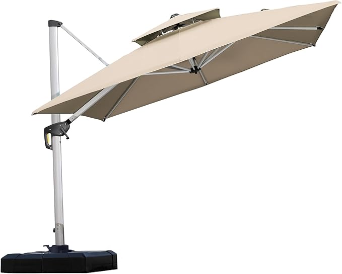 PURPLE LEAF 9ft Patio Umbrella Outdoor Square Umbrella Large Cantilever by PURPLELEAF