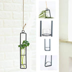 Aoderun Hanging Glass Planter Water Iron Art Hydroponic Vase Transparent Test - Image 3