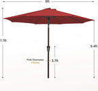 MEWAY 9ft Patio Umbrella Outdoor Table Umbrellas - Image 7