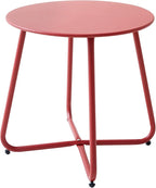 Patio Small Side Table Waterproof Round Metal Steel Weather Resistant Portable by Meluvici