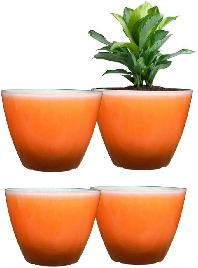 Plant Pots for Indoor Outdoor Plants, 8 Inch Glazed Planters for Indoor Plants by Vanslogreen