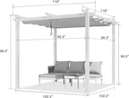 PURPLE LEAF 10' x 10' Outdoor Aluminum Pergola White Heavy-Duty Retractable - Image 5