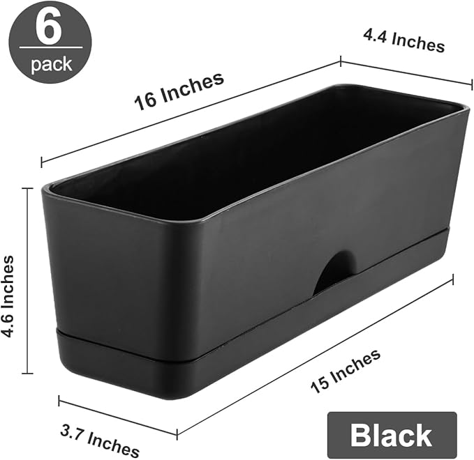 6 Pack Rectangle Planter 16x4.4 Inch Window Boxes Planters Rectangular Large - Image 5