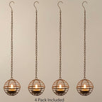 Solar Hanging Lanterns Outdoor Waterproof, Rust Iron Ball Candle Holder - Image 7