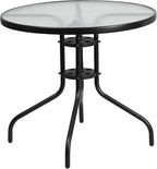 Flash Furniture Bellamy 31.5" Round Indoor/Outdoor Tempered Glass Metal Frame by FlashFurniture