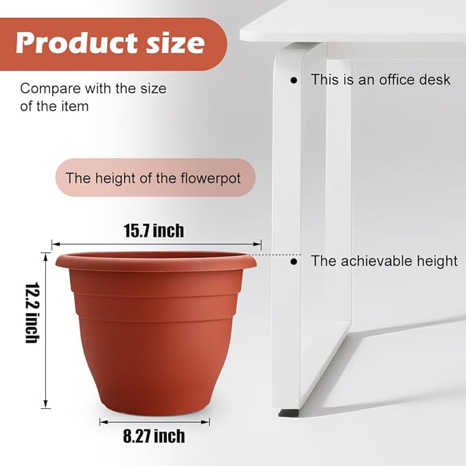 3 Pack Large 16 Inch Plastic Plant Pots - Image 2
