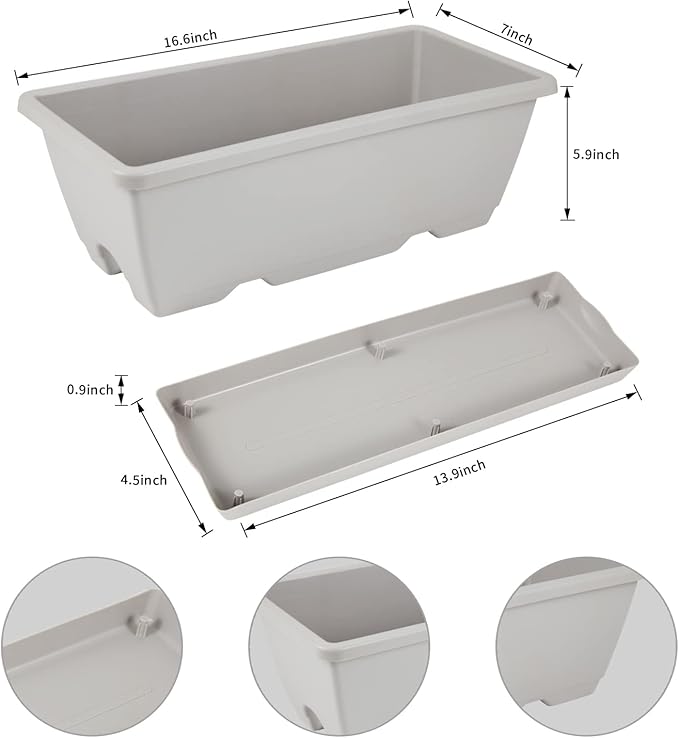 8pcs Window Box Planter, 17 Inches Flower Window Boxes, Rectangle Planters Box - Image 2