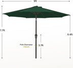 MEWAY 9ft Patio Umbrella Outdoor Table Umbrellas - Image 7