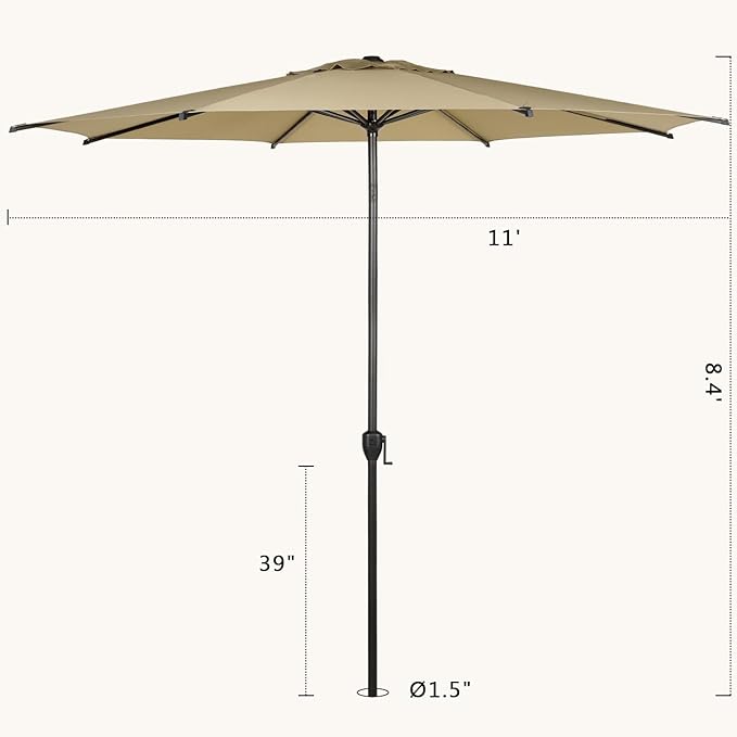 Abba Patio 11FT Lyon Outdoor Patio Umbrella Outdoor Table Umbrella - Image 7