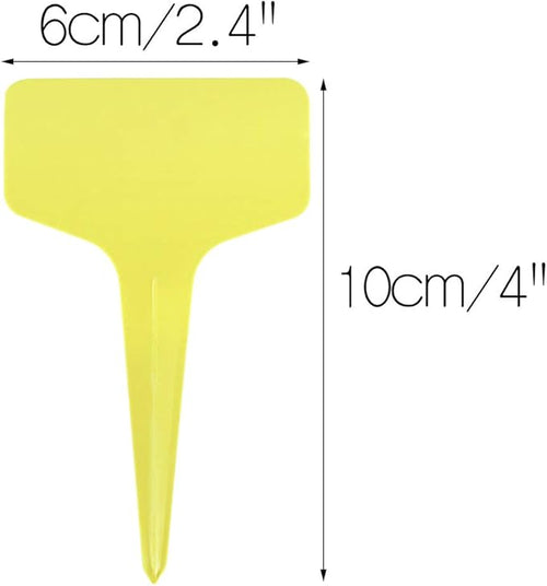 100 Pcs 6 x10cm Plastic Plant T-Type Tags Yellow Nursery Garden Labels - Image 2