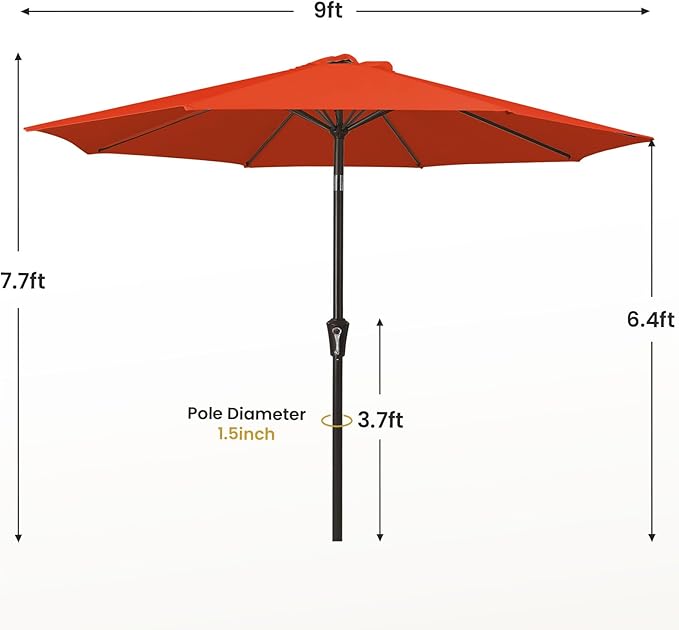 MEWAY 9ft Patio Umbrella Outdoor Table Umbrellas - Image 7