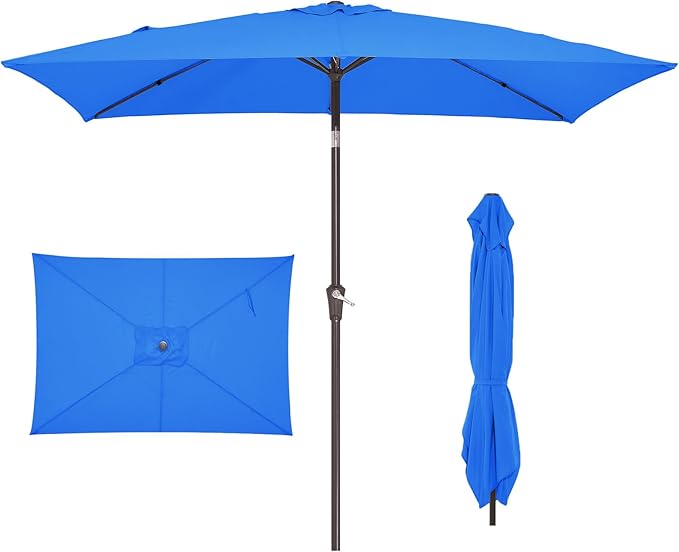JEAREY 6.5x10 ft Rectangular Patio Umbrellas Rectangle Outdoor Umbrella by JEAREYOutdoorsCollection