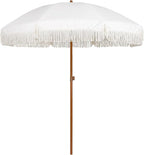 AMMSUN 7ft Patio Umbrella with Fringe Outdoor Tassel Umbrella UPF50+ Premium by AMMSUN