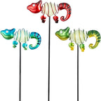 3 Pack Garden Stakes Decorative, Cute Chameleons Glow in The Dark Metal Garden by SATHGA