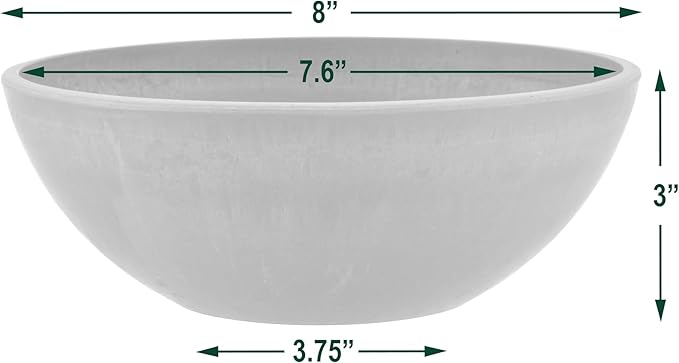 PSW Pot Collection M20C 8-inch Plastic/Stone/Wood Composite Low Bowl Planter – - Image 4