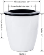 2 Pcs 3.5“ Self Watering Planter White Flower Pot, Flowers Plants, Small Mini - Image 3