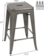 Devoko Metal Bar Stools 24" Indoor Outdoor Stackable Barstools Modern Style - Image 7