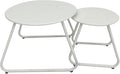 Patio Outdoor Coffee Table Set of 2, Weather Resistant Steel Round End Tables by Meluvici