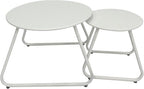 Patio Outdoor Coffee Table Set of 2, Weather Resistant Steel Round End Tables by Meluvici