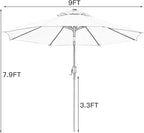 Sunnyglade 9' Patio Umbrella Outdoor Table Umbrella - Image 7