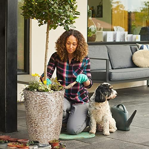Worth 9 Gallon Tall Round Planters Set of 2-14" Dia x 21" H Stone Finish Flower - Image 5