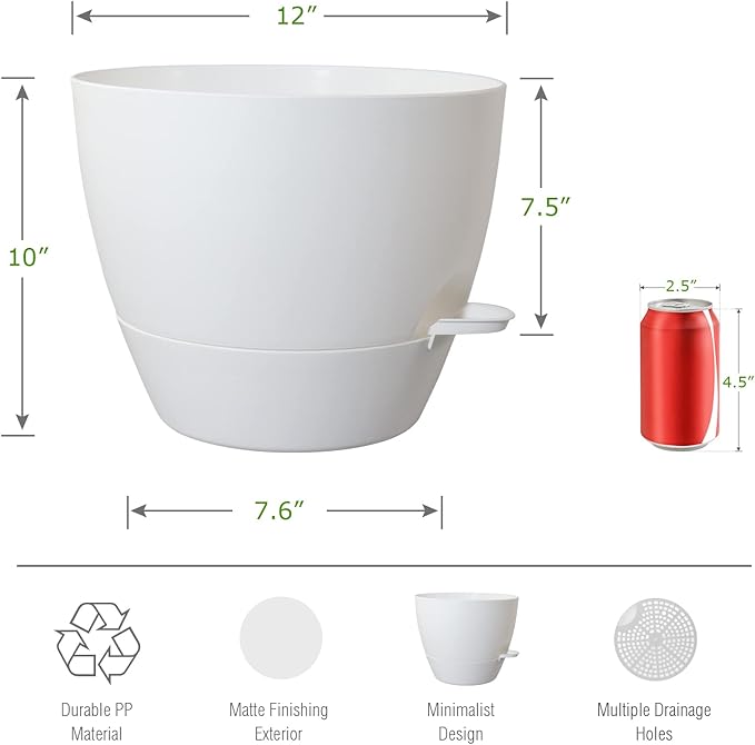 12inch 2Pack Large Self Watering Planters, Plastic Plant Pots - Image 2