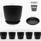 Plant Pots 8 Inch Set of 6, Flower Pots - Image 2