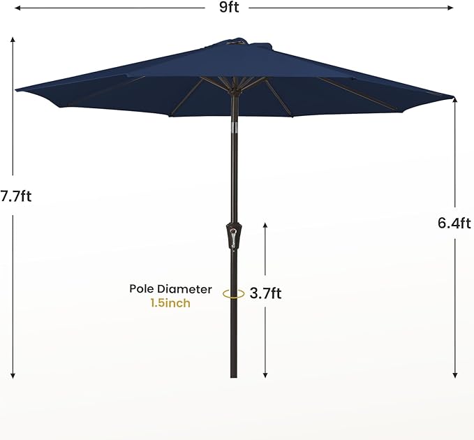 MEWAY 9ft Patio Umbrella Outdoor Table Umbrellas - Image 7