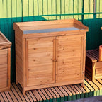 GDLF Outdoor Garden Patio Wooden Storage Cabinet Furniture Waterproof Tool Shed - Image 5