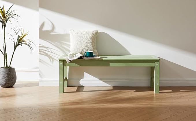 Psilvam Outdoor Bench, Two Person Poly Lumber Porch Bench, Weatherproof Garden - Image 5