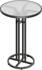 HOOBRO Bar Table, 23.6-Inch Round Pub Table, Frosted Glass Cocktail Table - Image 9