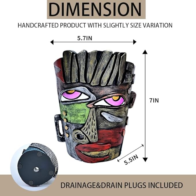 Abstract Face Planters Pots Head, Unique Head Planter - Image 2