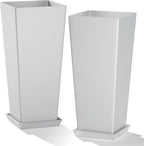 24" Tall White Planters for Outdoor Plants Set of 2, Large Flower Pots Planters by PolarcoForgeco