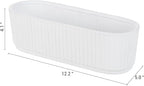 MyGift 12 Inch Ceramic Succulent Planter, Oval Matte White Planter Pot - Image 3