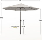 MEWAY 9ft Patio Umbrella Outdoor Table Umbrellas - Image 7