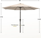 MEWAY 9ft Patio Umbrella Outdoor Table Umbrellas - Image 7