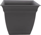 The HC Companies Eclipse Square Plastic Planter w/ Attached Saucer by TheHCCompanies