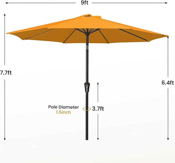 MEWAY 9ft Patio Umbrella Outdoor Table Umbrellas - Image 7