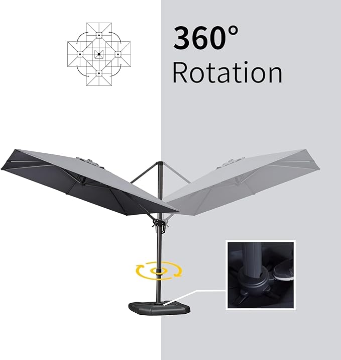 PURPLE LEAF 10' X 13' Patio Umbrella Outdoor Cantilever Rectangle Umbrella - Image 6
