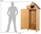 Outvita Outdoor Storage Cabinet, 70in Wooden Vertical Garden Tools Shed - Image 5