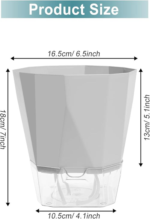 3 Pack Self Watering Flower Pots 6.5 Inch, Plant Pots - Image 2