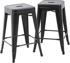 FDW Metal Bar Stools Set of 4 Counter Height Bar Stools 24 Inches Industrial by FDW