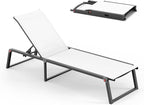 Aluminum Chaise Lounge Chair Outdoor, Foldable & Assembly Free Patio Pool by Oasbira